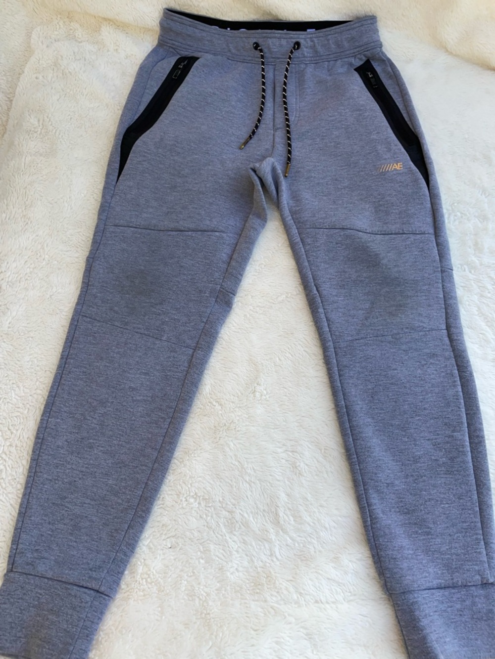 American Eagle Outfitters Light Gray Jogger Sweatpants with Black Accents
